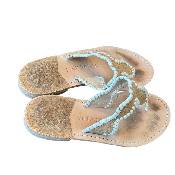 Jack Rogers Jackie Cork White Leather Sandals - Picture 2 of 6